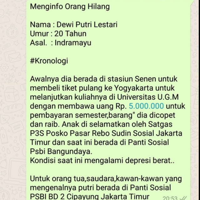 Screenshoot Twitter Dinsos DKI (Foto: Twitter Dinsos DKI)