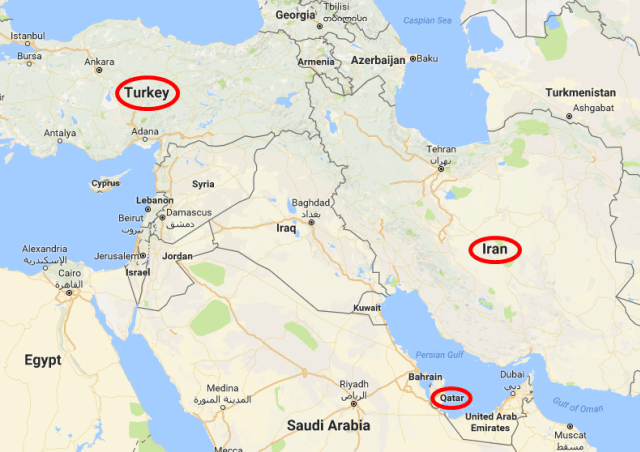 Peta Turki-Iran-Qatar (Foto: Google Maps)