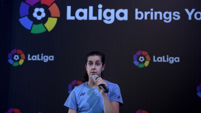 Carolina Marin, duta La Liga. (Foto: Sigid Kurniawan/ANTARA)