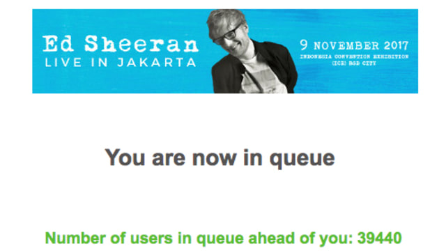 Screenshot antrean tiket Ed Sheeran (Foto: bookmyshow)