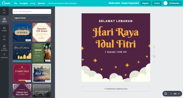 Desain ucapan Lebaran di Canva. (Foto: Canva Indonesia)