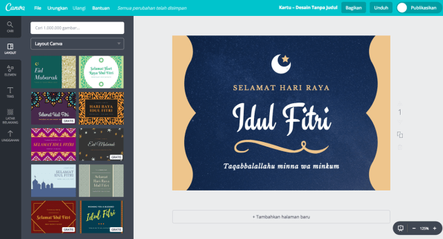 Desain ucapan Lebaran di Canva. (Foto: Canva Indonesia)