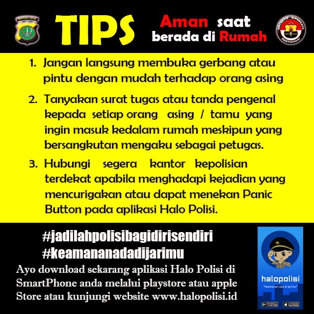 Tips aman saat berada di rumah (Foto: Dok. Polda Metro Jaya)