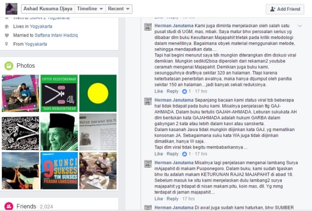 Klarifikasi Herman Janutama (Foto: Facebook/ Ashad Kusuma)