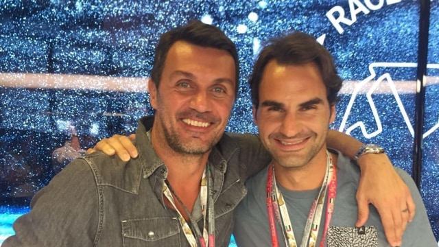 Paolo Maldini bersama Roger Federer. (Foto: Instagram/Paolo Maldini)