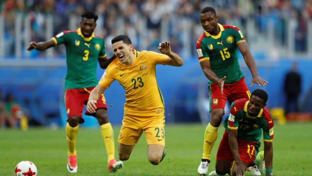 Tak ada pemenang dari laga Kamerun vs Australia. (Foto: Reuters/Carl Recine)