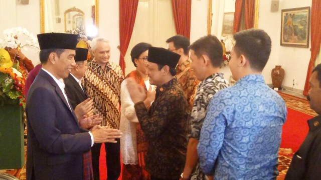 Jokowi saat open house di Istana. (Foto: Nicha Muslimawati/kumparan)