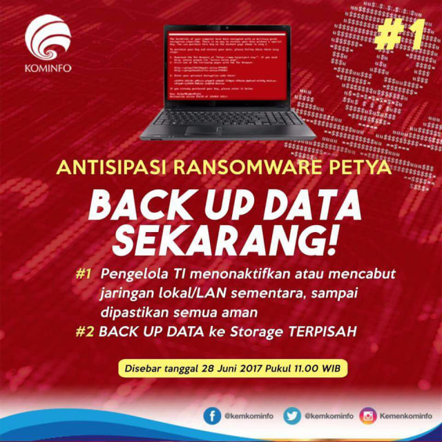 Antisipasi ransomware Petya dari Kominfo. (Foto: Kominfo)