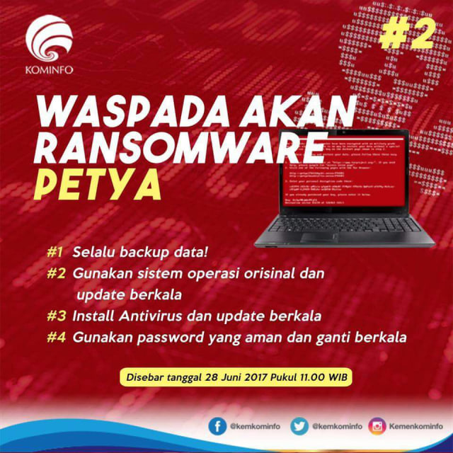Waspada ransomware Petya dari Kominfo. (Foto: Kominfo)