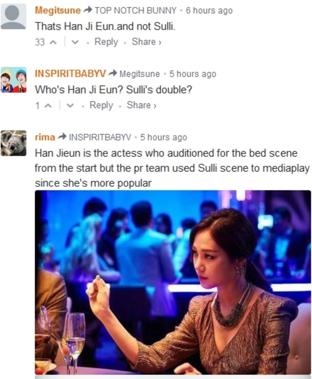 Komentar fans soal adegan intim Sulli. (Foto: Dok. Netizenbuzz)