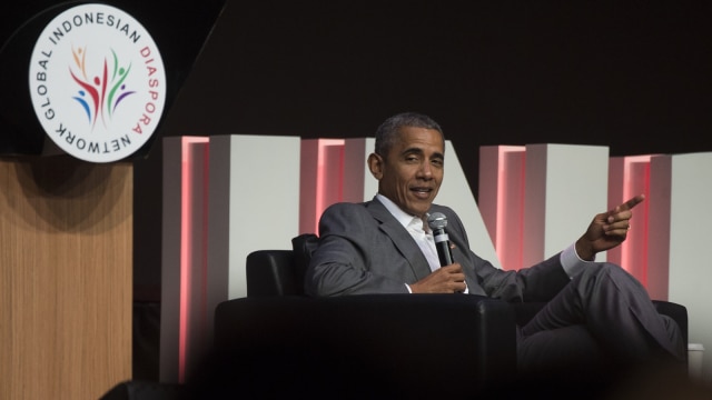 Obama di Kongres Diaspora Indonesia ke-4. (Foto: Antara/Rosa Panggabean)