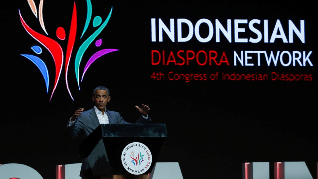 Obama di Kongres Diaspora Indonesia (Foto: Reuters/Agoes Rudianto)