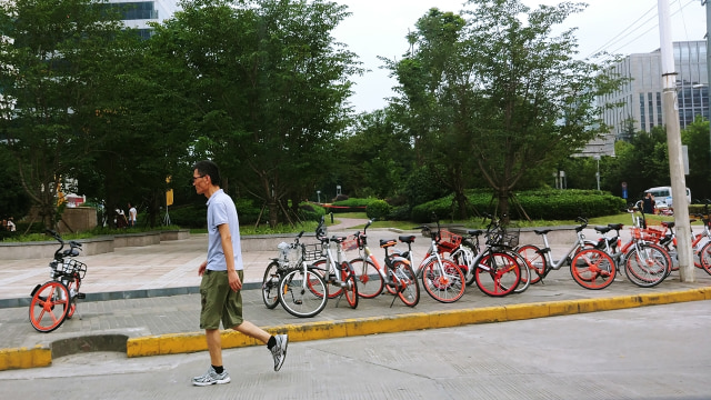 Sepeda sewa berbasis aplikasi di China. (Foto: Jofie Yordan/kumparan)