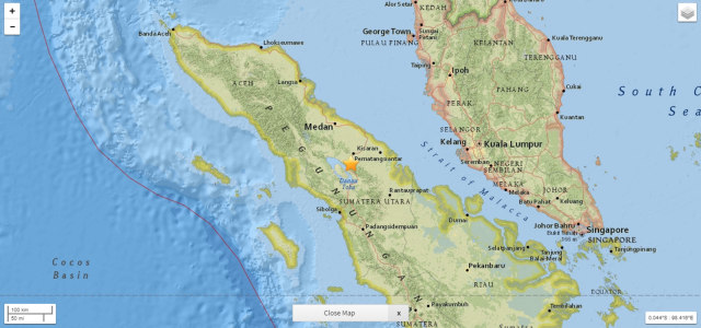 Gempa di Sumatra Utara. (Foto: Dok. earthquake.usgs.gov)