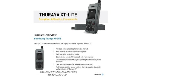 Thuraya XT Lite,Telepon Satelit Untuk daerah Terpencil,Gunung dan Lautan.