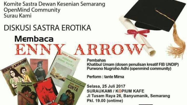 Poster Diskusi Sastra Erotika: Membaca Enny Arrow (Foto: Dok. Istimewa)