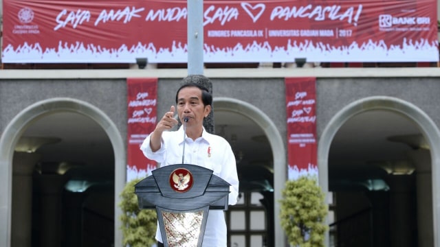 Jokowi dalam Kongres Pancasila ke-9 di UGM (Foto: Biro Setpres)