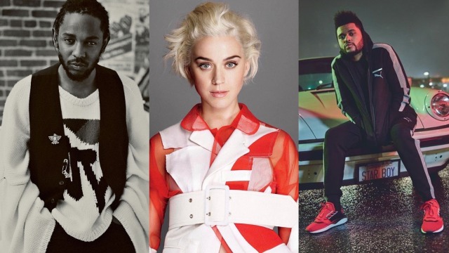 Kendrick Lamar, Katy Perry, dan The Weeknd (Foto: Instagram @kendricklamar, @katyperry, dan @theweeknd)