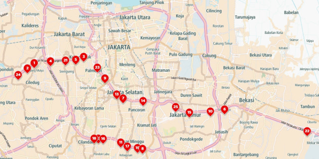 Titik kemacetan di Jakarta 2016. (Foto: tomtom.com)