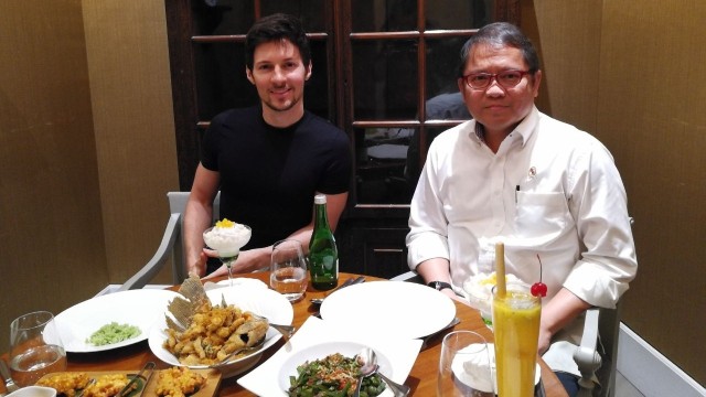 CEO Telegram Pavel Durov dan Menkominfo Rudiantara (Foto: Kemkominfo)