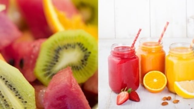 Buah potong dan jus buah. (Foto: Thinkstock)