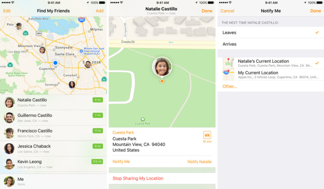 Aplikasi iOS 'Find My Friends.' (Foto: Apple)