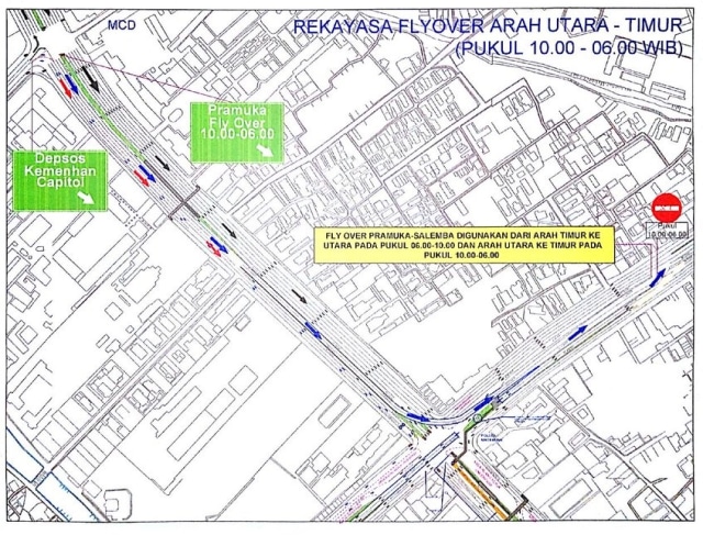 Pengalihan arus underpass Matraman. (Foto: Twitter/ DKI Jakarta)