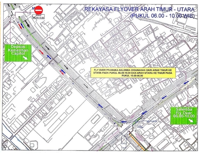 Pengalihan arus underpass Matraman. (Foto: Twitter/ DKI Jakarta)