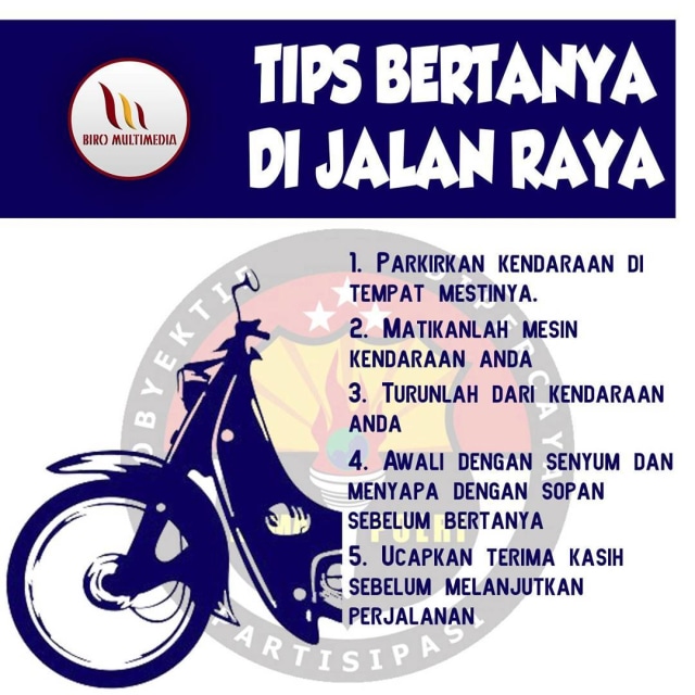 Tips bertanya di jalan raya (Foto: Instagram/@divisihumaspolri)