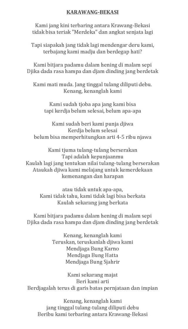 Puisi Chairil Anwar Antara Karawang Bekasi - Image 1 KehmDu
