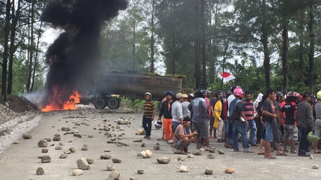Demonstrasi pekerja Freeport di Timika (Foto: Dok. Istimewa)
