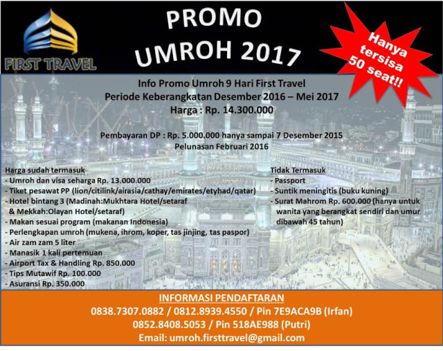 Promo umrah First Travel (Foto: Istimewa)