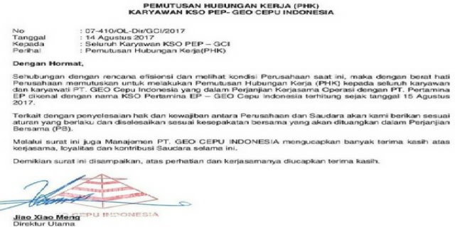 GCI PHK Seluruh Karyawan