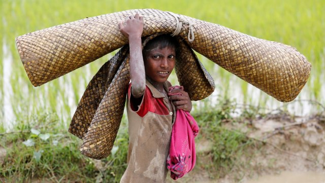 Anak-anak Rohingya Berjalan Mencari Suaka (Foto: Reuters/Mohammad Ponir Hossain)