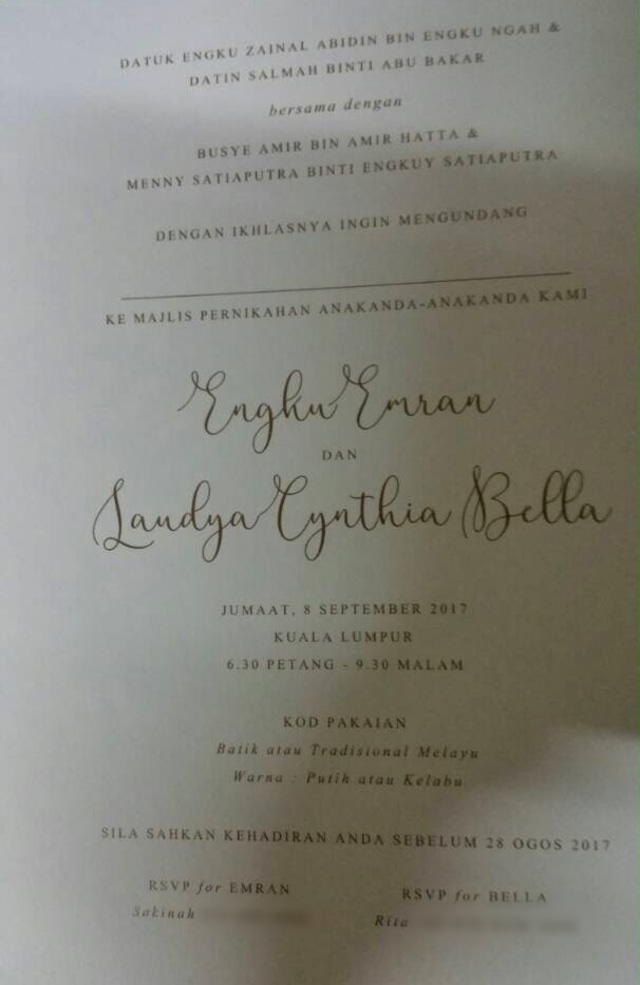 Undangan pernikahan Laudya Cynthia Bella. (Foto: Istimewa)