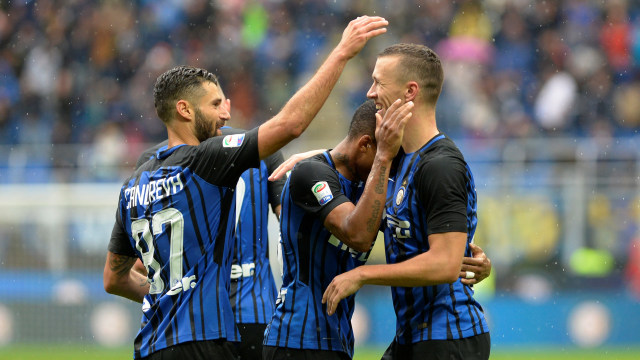 Para pemain Inter merayakan gol Perisic. (Foto: Reuters/Stringer)