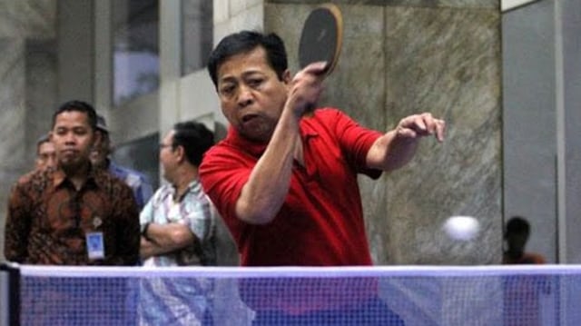 Setya Novanto bermain tenis meja (Foto: Dok. Istimewa)