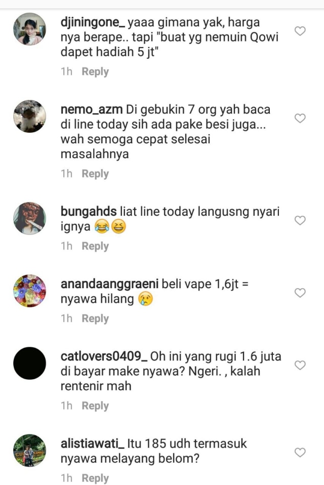 Netizan menyerang akun instagram rumah tua vape (Foto: Dok. Instagram)