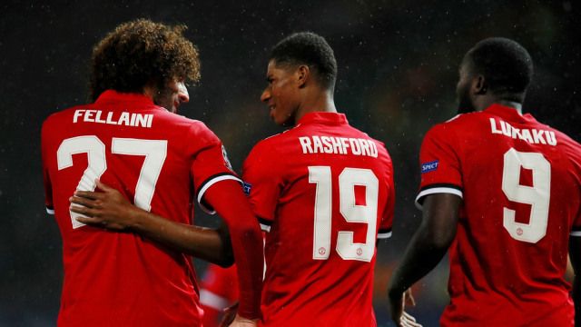 Trio pencetak gol United ke gawang Basel. (Foto: Jason Cairnduff/Reuters)