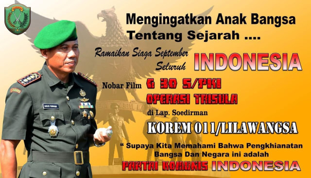 Danrem Lilawangsa Ajak Masyarakat Aceh dan TNI Nobar Film G-30 S/PKI (1)