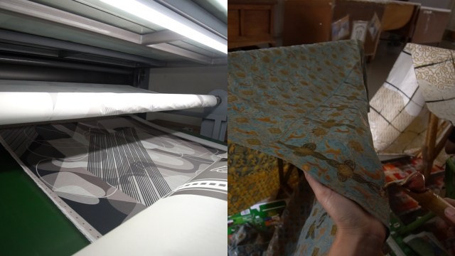 Kain print (batik tiruan) vs batik tulis (asli). (Foto: Ulfa/kumparan)