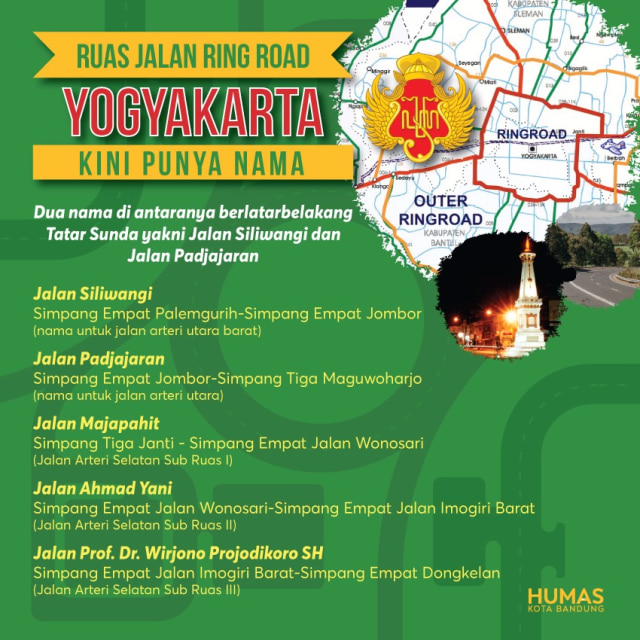 Jalan Siliwangi dan Pajajaran di Yogyakarta (Foto: Dok. Pemkot Bandung)