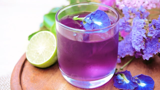 Bunga Telang warnai minuman.  Foto: Thinkstock