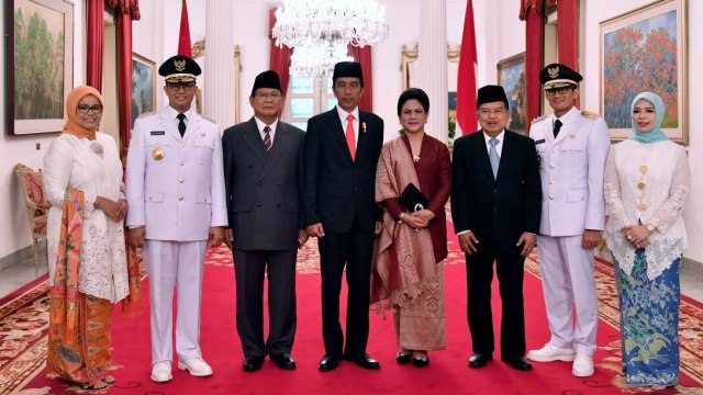 Anies, Prabowo, Jokowi, JK, Sandiaga (Foto: Biro Pers Setpres)