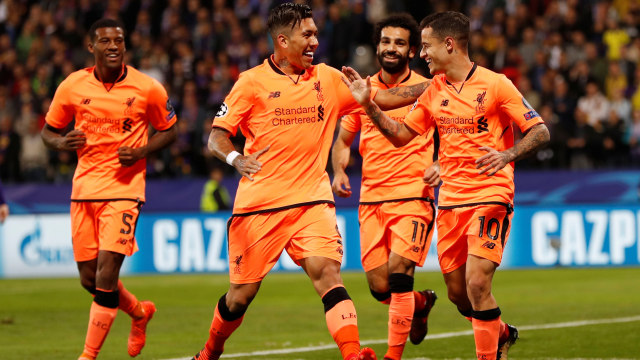 Pemain Liverpool merayakan gol ke gawang Maribor (Foto: Reuters/Paul Childs)