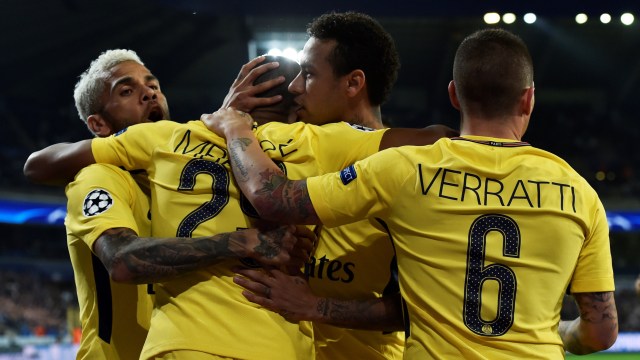 Pemain PSG merayakan gol (Foto: REUTERS/Eric Vidal)