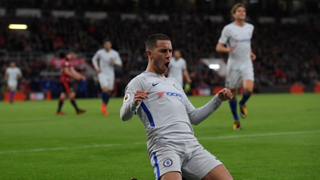 Eden Hazard jadi pahlawan lewat satu golnya. (Foto: Reuters/Toby Melville)