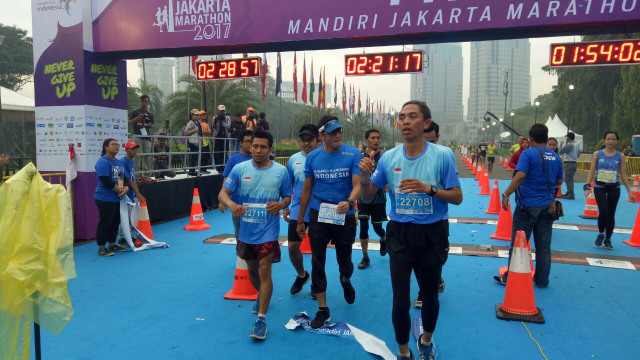 Sandi di Jakarta Marathon 2017. (Foto: Ochi Amanaturrosyidah/kumparan)