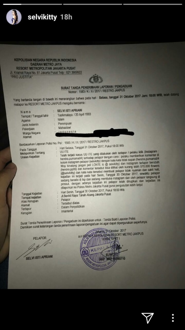 Dihujat Netizen, Selvi Kitty Resmi Lapor Polisi (672113)