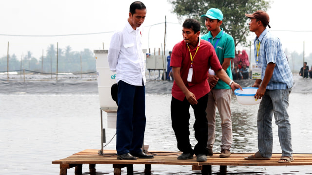 Jokowi di Desa Pantai Bakti, Muara Gembong (Foto: Antara/Risky Andrianto)